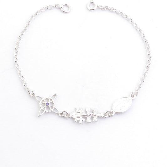 Pulsera de Plata 925 con Dijes de Triple Protección